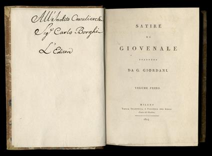 Satire (...) tradotte da G. Giordani - copertina