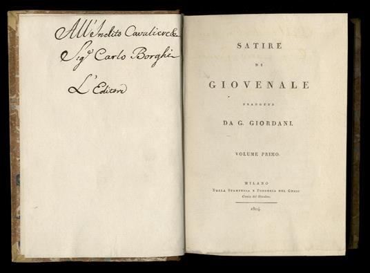 Satire (...) tradotte da G. Giordani - copertina