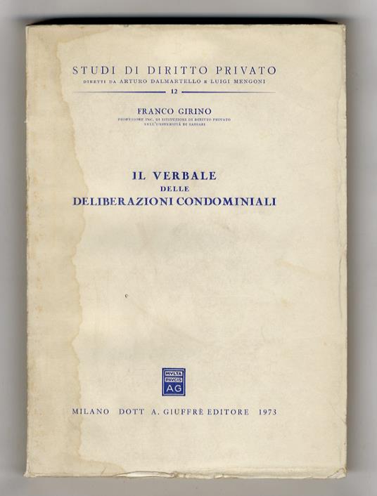 Il verbale delle deliberazioni condominiali - copertina