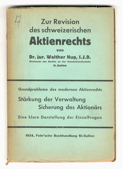Zur Revision des schweiz. Aktienrechts [...] - copertina