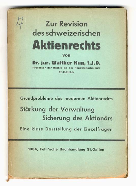 Zur Revision des schweiz. Aktienrechts [...] - copertina