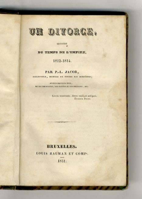 Un divorce, histoire du temps de l'Empire, 1812-1814 - copertina