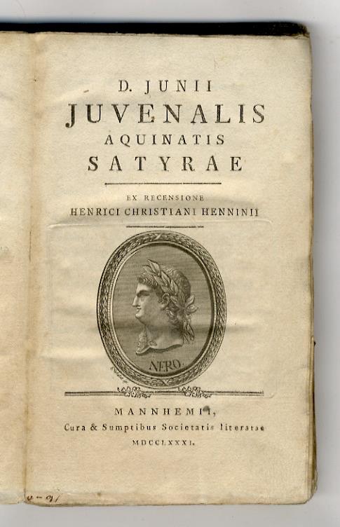 Satyrae. Ex recensione Henrici Christiani Hennini. (Segue:) Persius Flaccus A. Satyrarum liber. Ex recensione Isaaci Casauboni, fideliter expressus - copertina