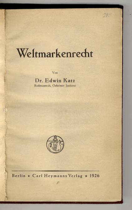 Weltmarkenrecht - copertina