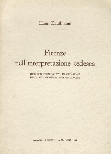 Firenze nell'interpretazione tedesca. Discorso - copertina