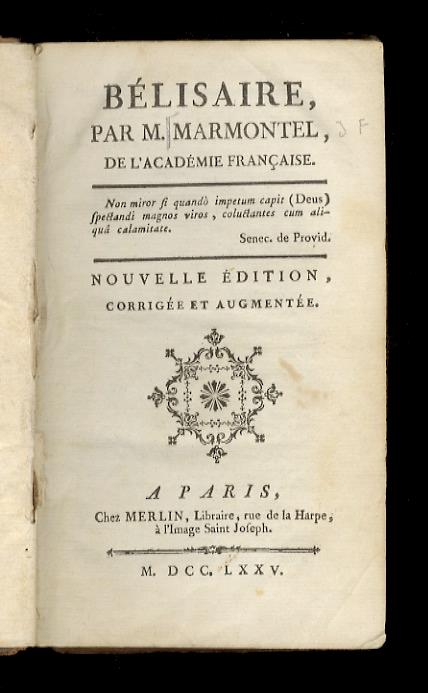 Bélisaire. Nouvelle édition, corrigée et augmentée - copertina