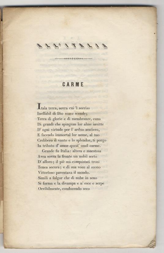 All'Italia, carme - copertina