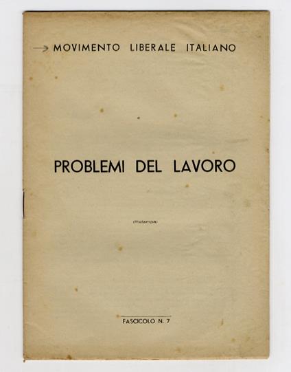 Problemi del lavoro (ristampa) - copertina