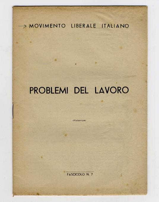 Problemi del lavoro (ristampa) - copertina