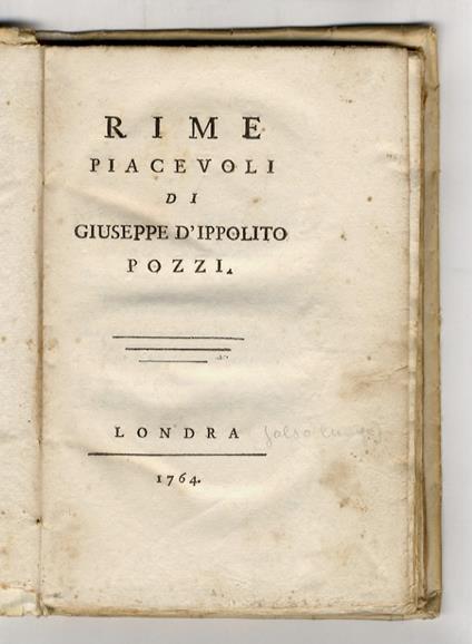 Rime piacevoli di Giuseppe d'Ippolito Pozzi - copertina