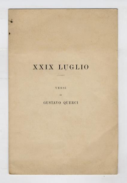 XXIX luglio. Versi - copertina