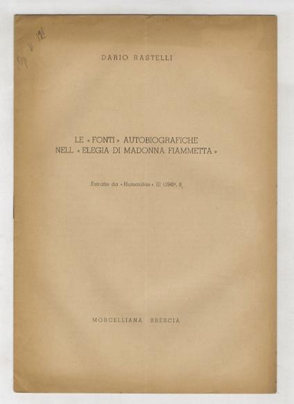 Le fonti autobiografiche nell'"Elegia di Madonna Fiammetta" - copertina