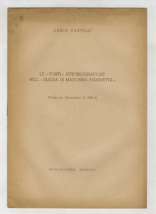 Le fonti autobiografiche nell'"Elegia di Madonna Fiammetta" - copertina