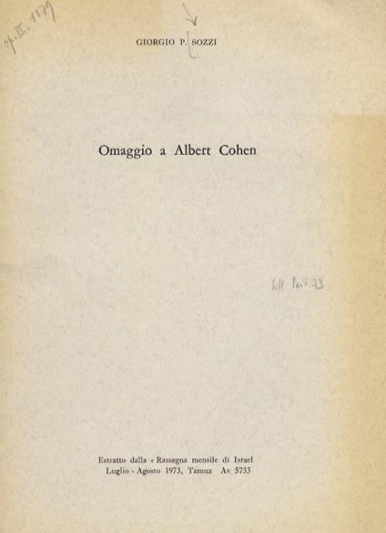 Omaggio a Albert Cohen - copertina