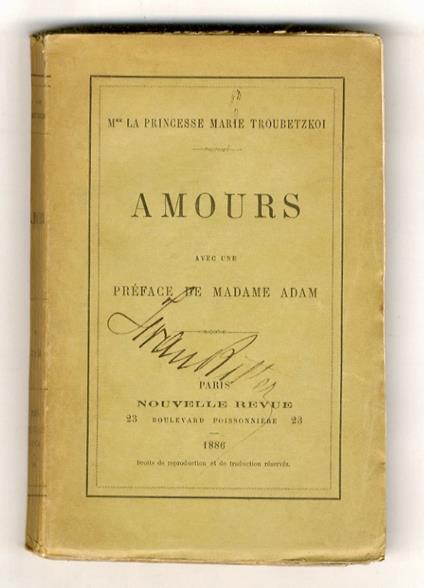 Amours. Avec une préface de M.me Juliette Adam - copertina