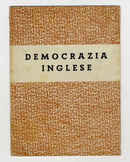 Democrazia inglese - copertina