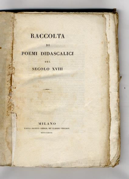 Raccolta di poemi didascalici del secolo XVIII - copertina