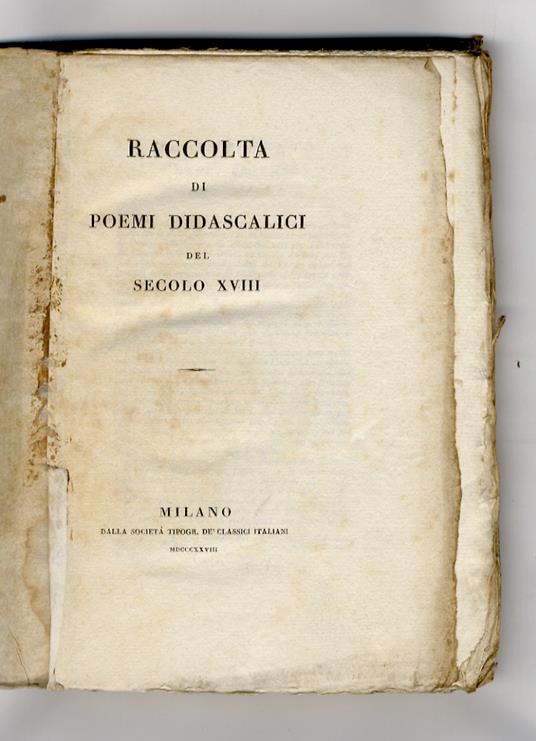 Raccolta di poemi didascalici del secolo XVIII - copertina