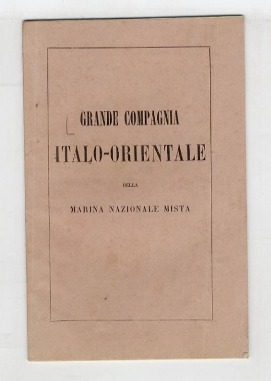 GRANDE Compagnia Italo-Orientale della Marina nazionale mista - copertina