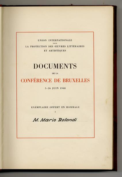 DOCUMENTS de la Conférence réunie à Bruxelles du 5 au 26 juin 1948 - copertina