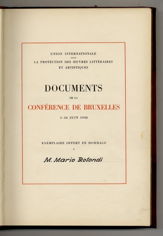 DOCUMENTS de la Conférence réunie à Bruxelles du 5 au 26 juin 1948 - copertina