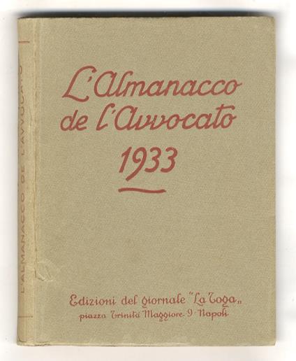 ALMANACCO (L') de l'Avvocato. Anno 1933 (XI) - copertina