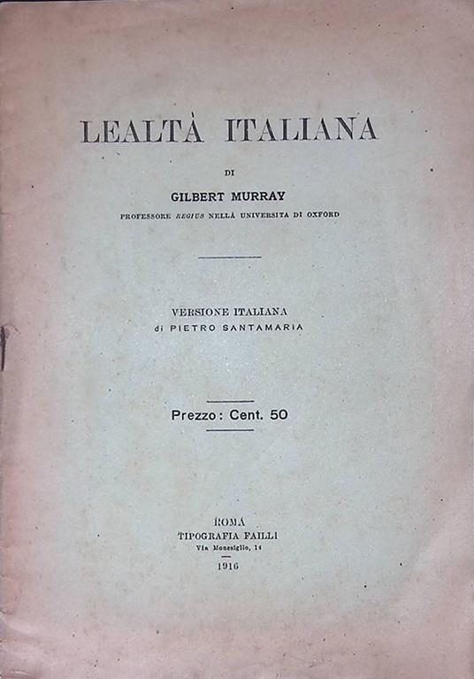 Lealtà italiana - Albert Murray - copertina