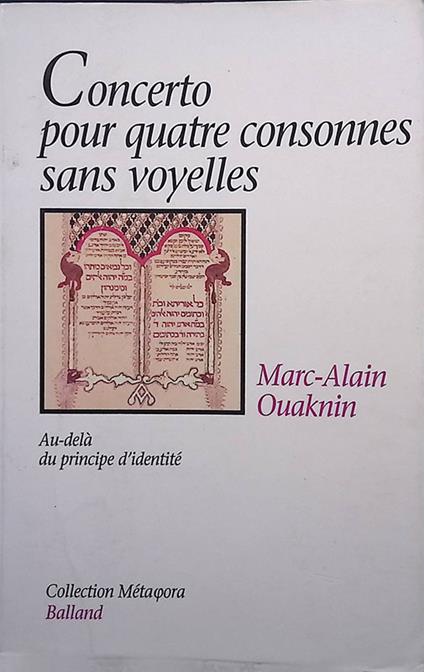 Concerto pour quatre consonnes sans voyelles - Marc-Alain Ouaknin - copertina