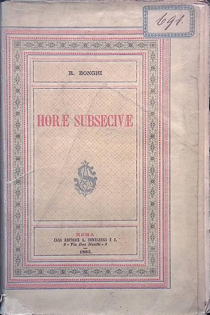 Horae subsecivae - copertina