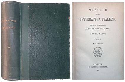 Manuale della letteratura italiana. Vol. V - copertina