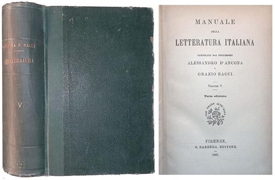 Manuale della letteratura italiana. Vol. V - copertina
