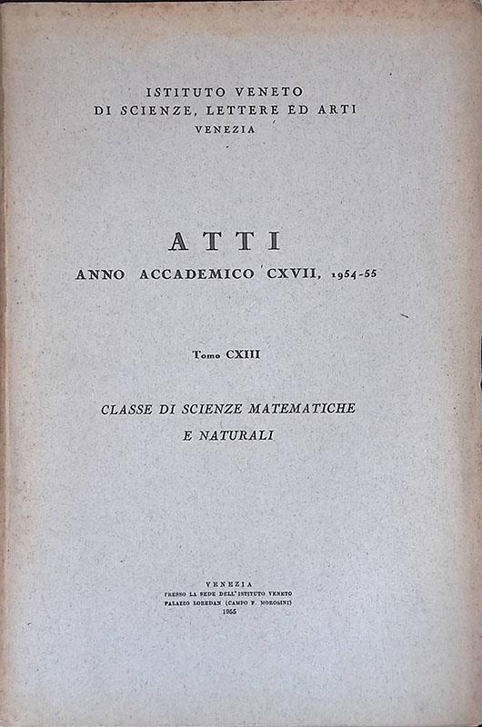 Atti anno accademico CXVII 1954-55, tomo CXIII. Classe di scienze matematiche e naturali - copertina