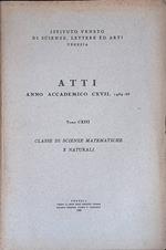 Atti anno accademico CXVII 1954-55, tomo CXIII. Classe di scienze matematiche e naturali