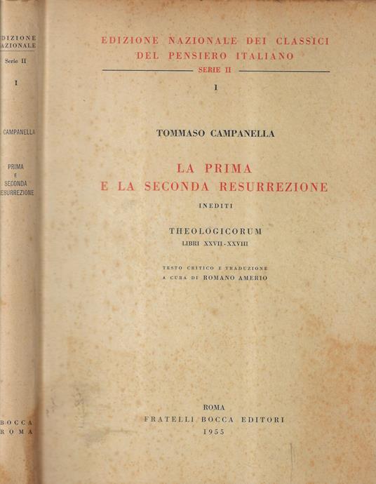 La prima e la seconda resurrezione - Tommaso Campanella - copertina