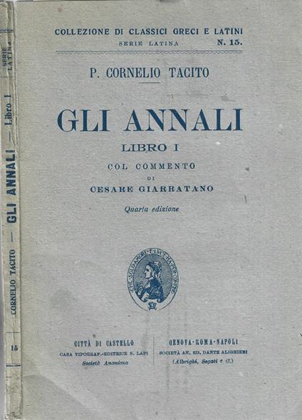 Gli annali Vol. I - P. Cornelio Tacito - copertina