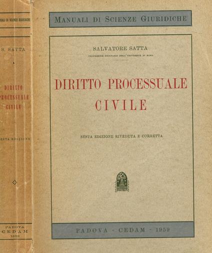 Diritto processuale civile - Salvatore Satta - copertina