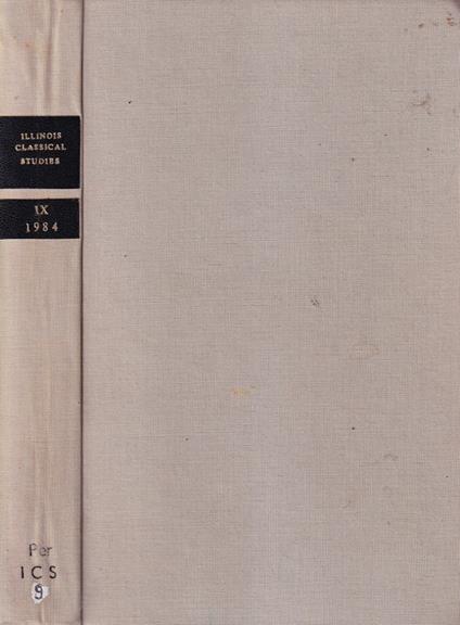 Illinois classical studies, numero IX, anno 1984 - copertina
