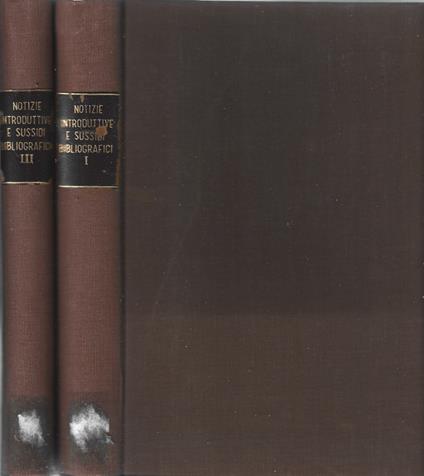 Notizie introduttive e sussidi bibliografici 2 Vol - copertina