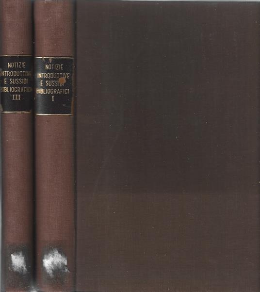 Notizie introduttive e sussidi bibliografici 2 Vol - copertina