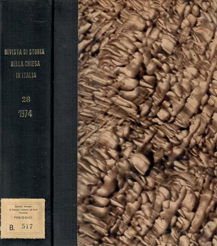 Rivista di storia della Chiesa in Italia anno 1974 - copertina