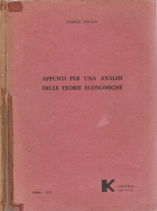 Appunti per una analisi delle teorie economiche - copertina
