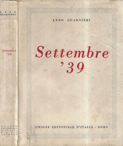 Settembre '39 - Lyno Guarnieri - copertina