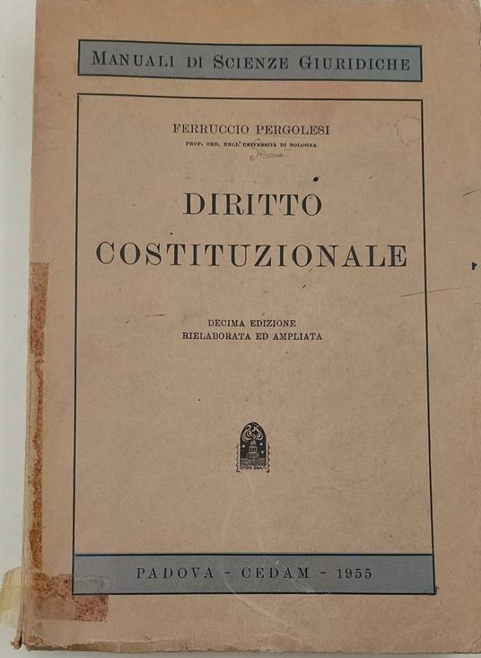 Diritto Costituzionale  - Ferruccio Pergolesi - copertina