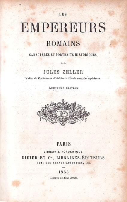 Les Empereurs Romains Carcteres et Portraits Historiques - Jules Tellier - copertina
