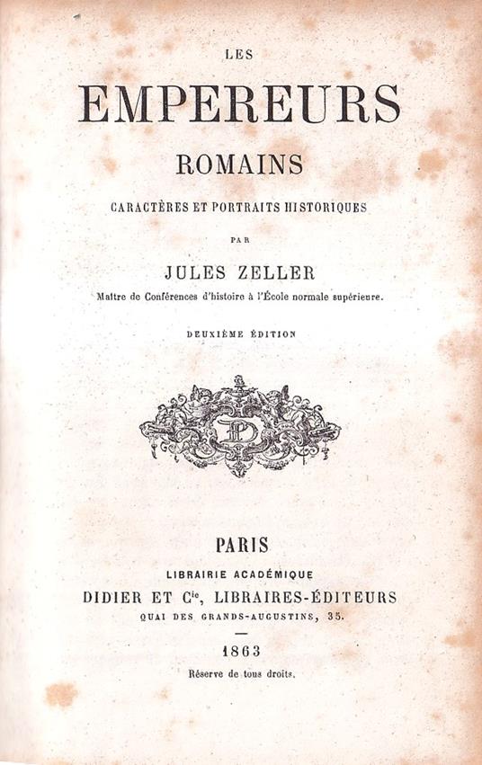Les Empereurs Romains Carcteres et Portraits Historiques - Jules Tellier - copertina