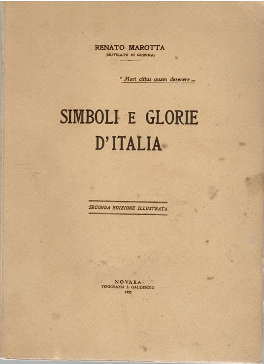 Simboli e Glorie d'Italia - Renato Motta - copertina