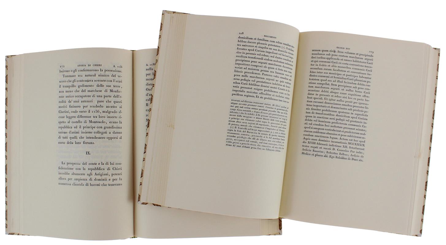 DELLE STORIE DI CHIERI libri quattro. Con documenti. Volume 1 (Storia) + volume 2 (Documenti)