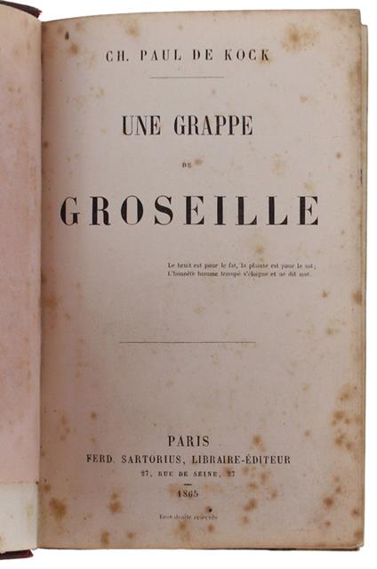 UNE GRAPPE DE GROSEILLE - copertina
