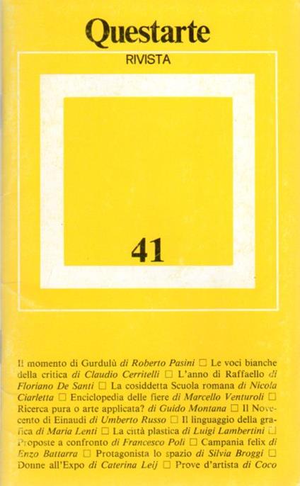 Questarte: anno VII, n. 2, aprile 1983 - copertina