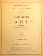 Catalogo generale Edizioni Ricordi: Libro II: Fasc XII-XIII: Canto: Sez. B: composizioni varie